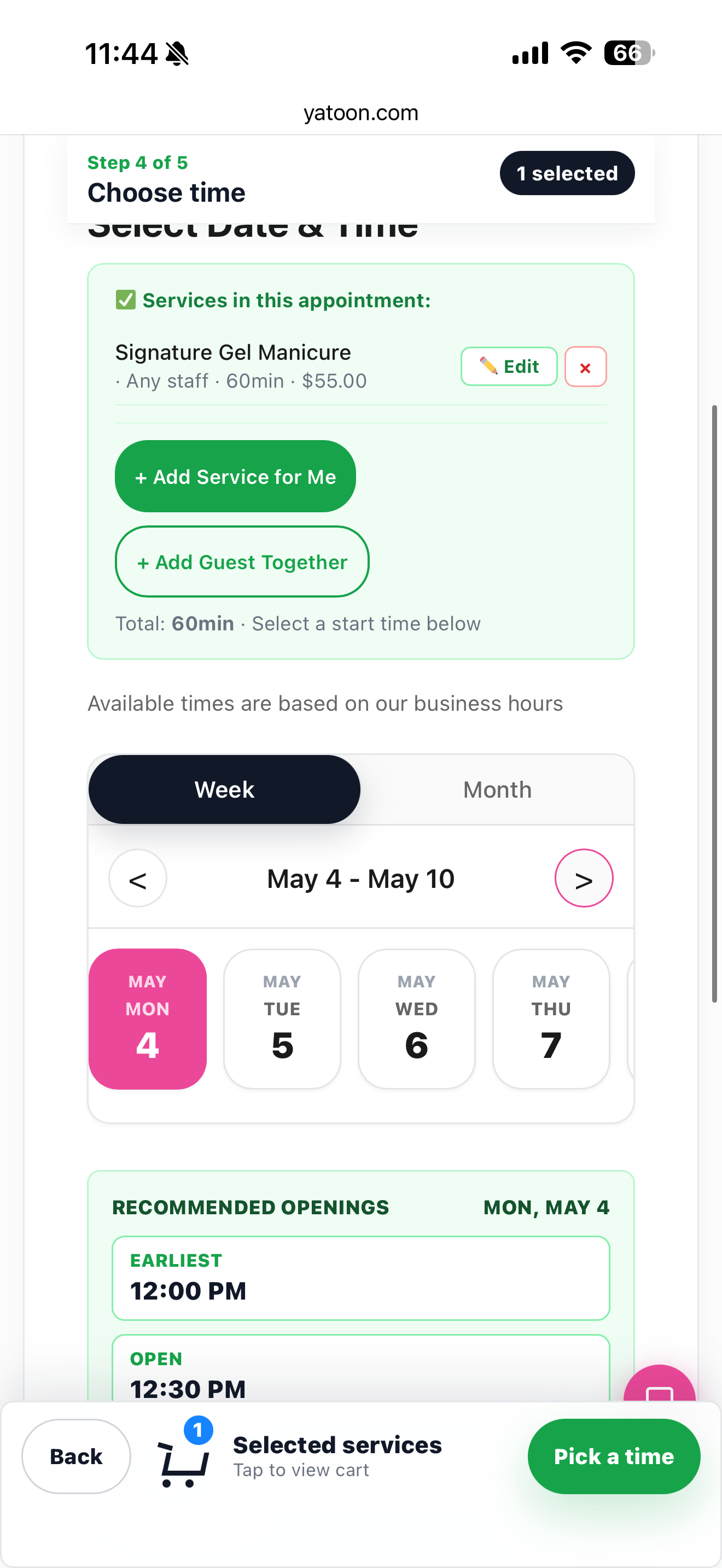Choose appointment time