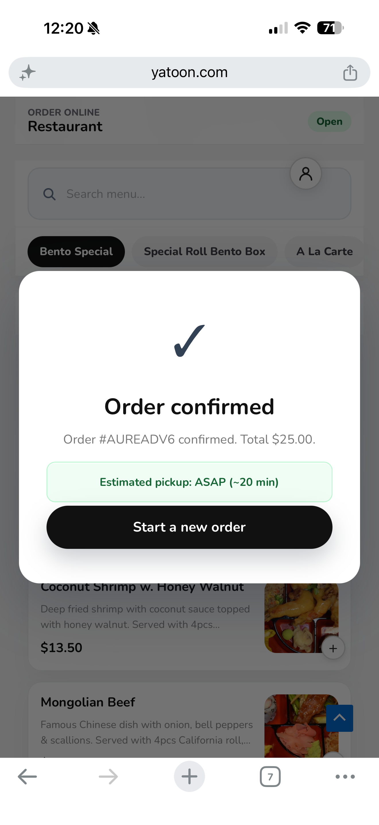 Order confirmation